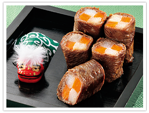 牛肉の紅白巻き