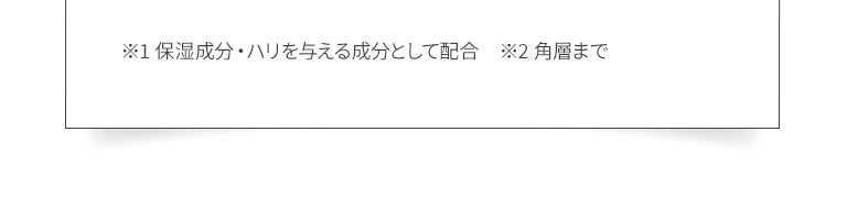 ※1 保湿成分・ハリを与える成分として配合　※2 角層まで